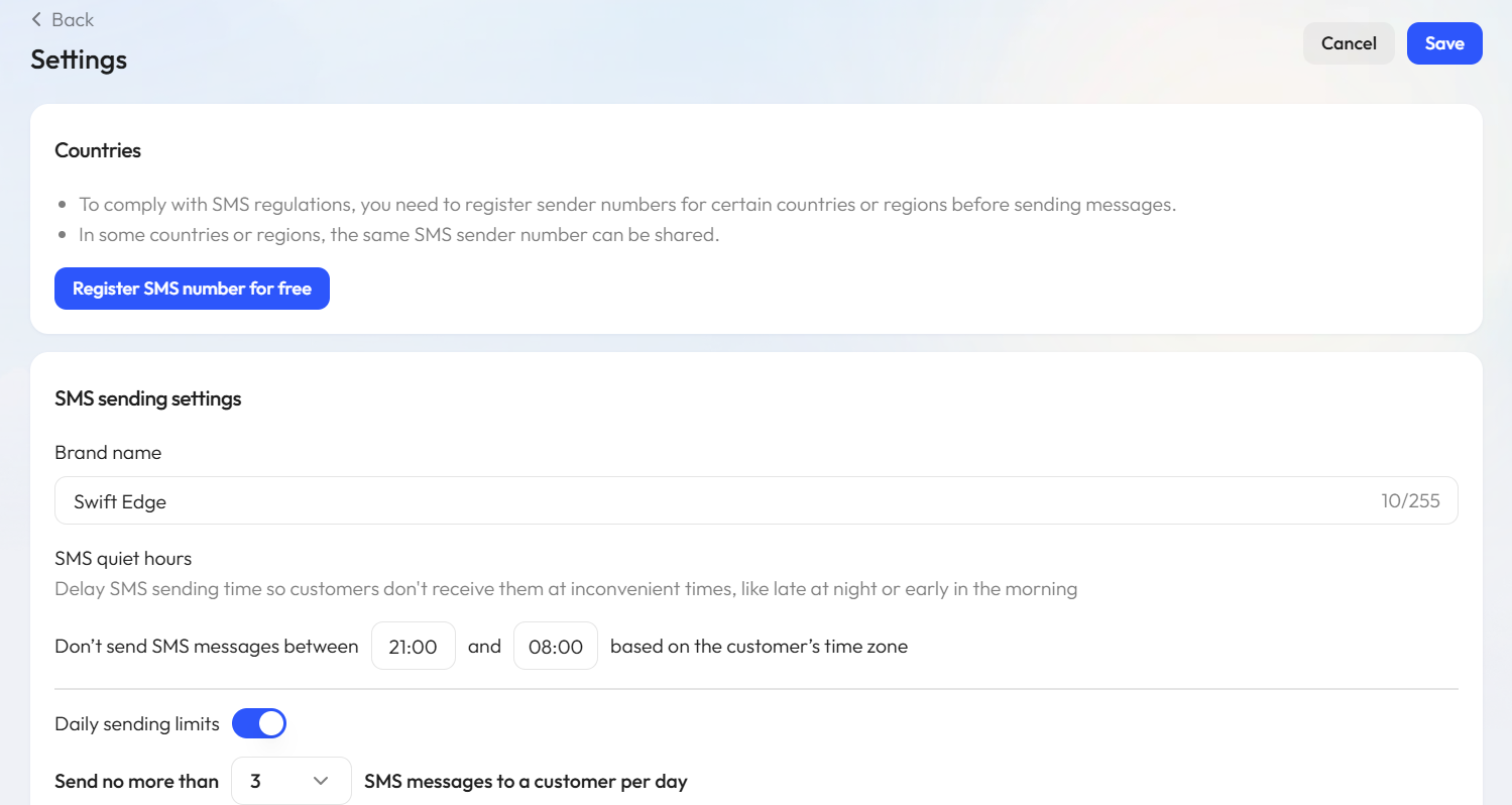 configure sms message